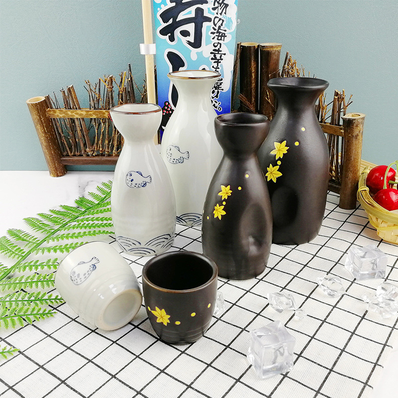 Exporting factory wholesale Japanese ceramic warming sake pot clear sake pot half jin two liang white liquor clear sake decanter 