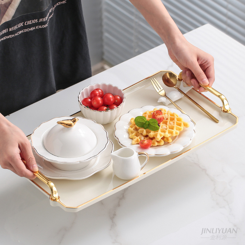 Swallow Bowl suit creative tableware European court golden edge ceramic sugar water dessert bowl with lid silver ear bowl small soup bowl