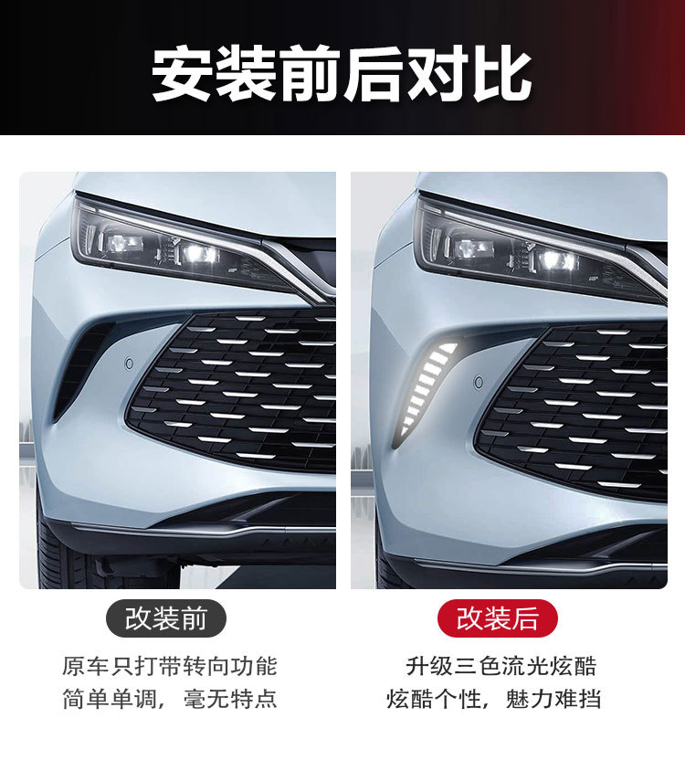 Suitable for 24-25 Models of Byd Qin L Dm-I Daytime Running Lights Modification Front Fog Light Frame Dedicated Led Driving Lights