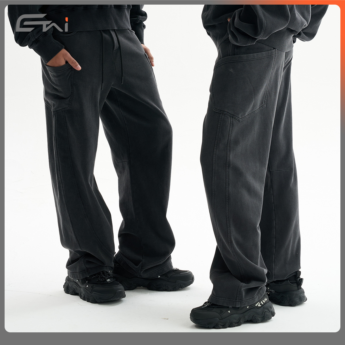 ETAI Hombre| Tendencia retro pesado algodón cimeta pantalones de alta calidad para hombres cosidos con cuerdas de dibujo pantalones casuales