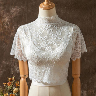 Half-High Collar Lace Fake Collar Women's Versatile Bottoming Decorative Collar Mesh Cut Out Wavy Edge Bottoming Shirt Half Short Style