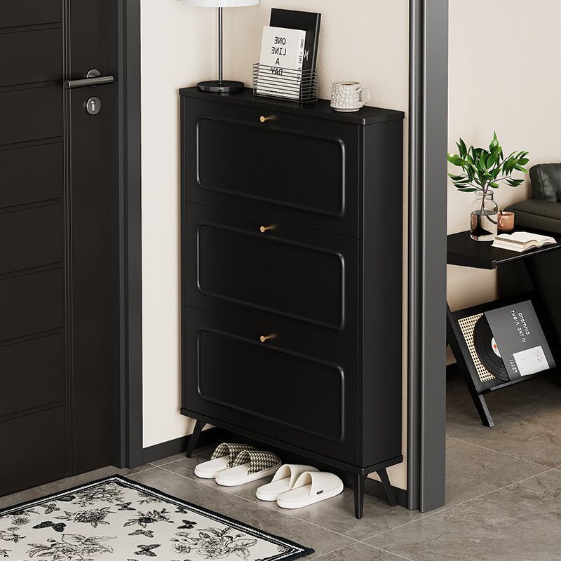Black Ultra-Thin Tipping Bucket Shoe Cabinet for Home Entrance New 2024 Popular Entrance Cabinet Integrated Simple Small Shoe Rack