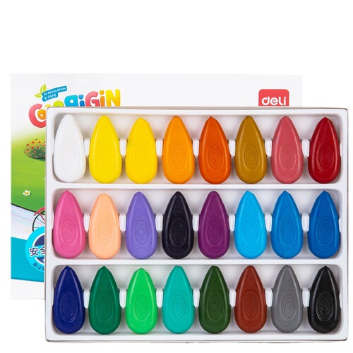 Deli water drop crayon children's oil pastel washable kindergarten baby non-dirty hands 24 color graffiti brush wholesale