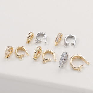 Zhongxing D-Shaped Universal Buckle Micro-Inlaid Zircon Universal Buckle DIY Necklace Jewelry Buckle Simple Versatile Pendant Melon Seed Buckle