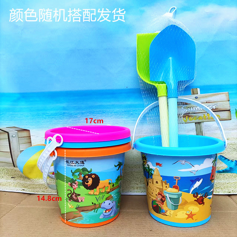 Juguetes de playa para niños al por mayor pala y set de barril castillo caricatura barril costera herramientas de excavación de arena parques puestos