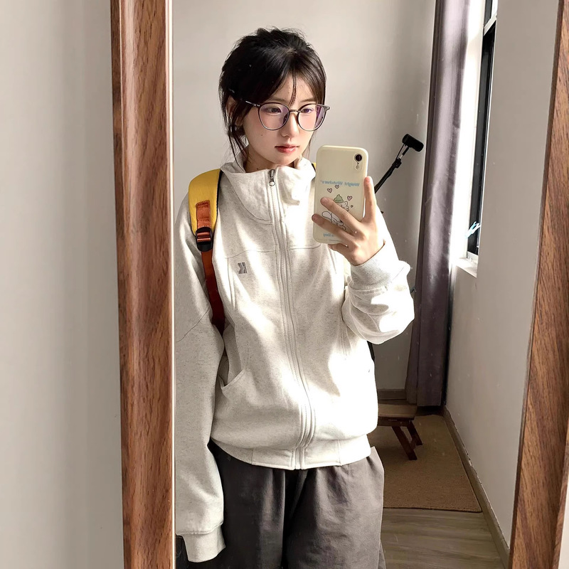 2026 New Heavy-Duty Zip-Up Turn-Down Collar Cardigan Casual Jacket Stand Collar Sweatshirt Coat for Women Autumn and Winter Versatile Top Trendy 2026 New Heavy-Duty Zip-Up Turn-Down Collar Cardigan Casual Jacket Stand Collar Sweatshirt Coat for Women Autumn and Winter Versatile Top Trendy