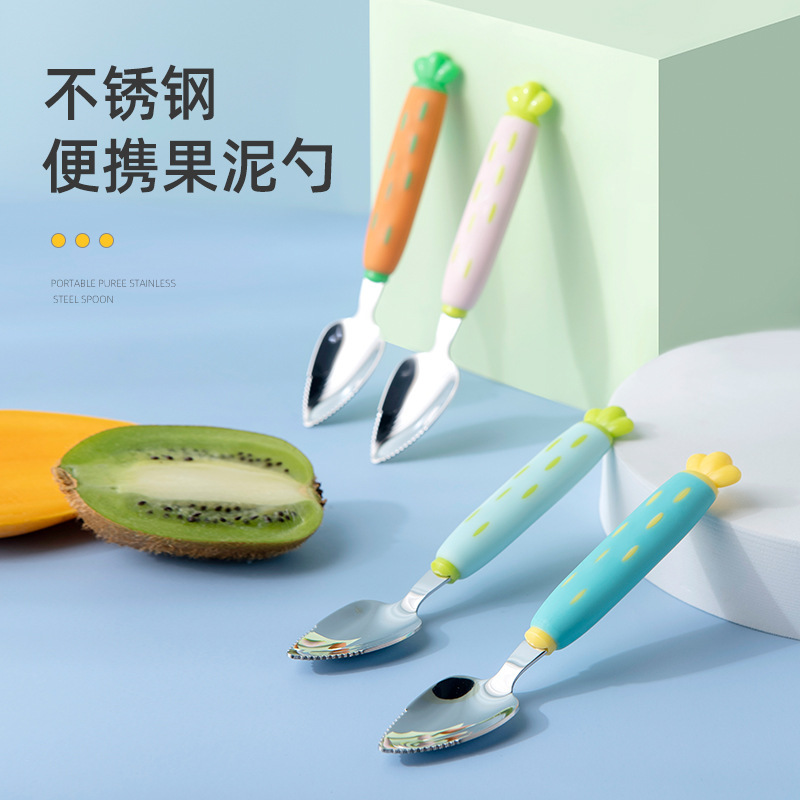 Thìa nạo bùn, dụng cụ ăn dặm cho bé ăn táo xay nhuyễn, Dụng cụ nạo xay nhuyễn trái cây