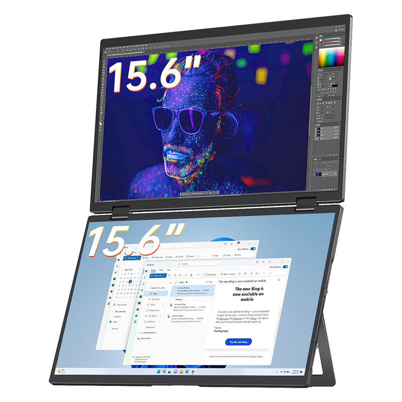 2.5K High-Definition Dual-Screen Portable Monitor 15.6inch Portable Screen Foldable Screen for Trading Expansion