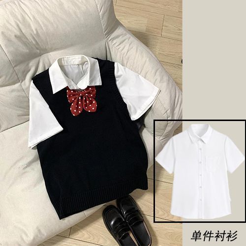 日系jk背心马甲通勤纯色v领无袖套头针织衫女小香风套头叠穿毛衣|undefined