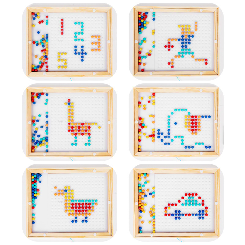 Juguetes educativos de madera para niños, iluminación para bebés, educación temprana, bolas, bloques de construcción, clips, cuentas, rompecabezas creativo magnético