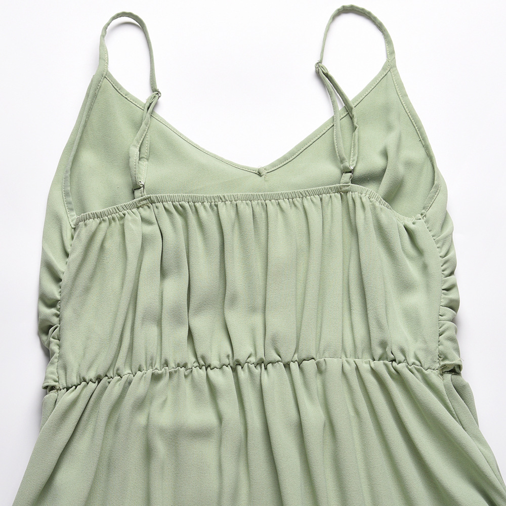 Lace Irregular Mid-Length Slim Chiffon Slip Dress NSHYG111301