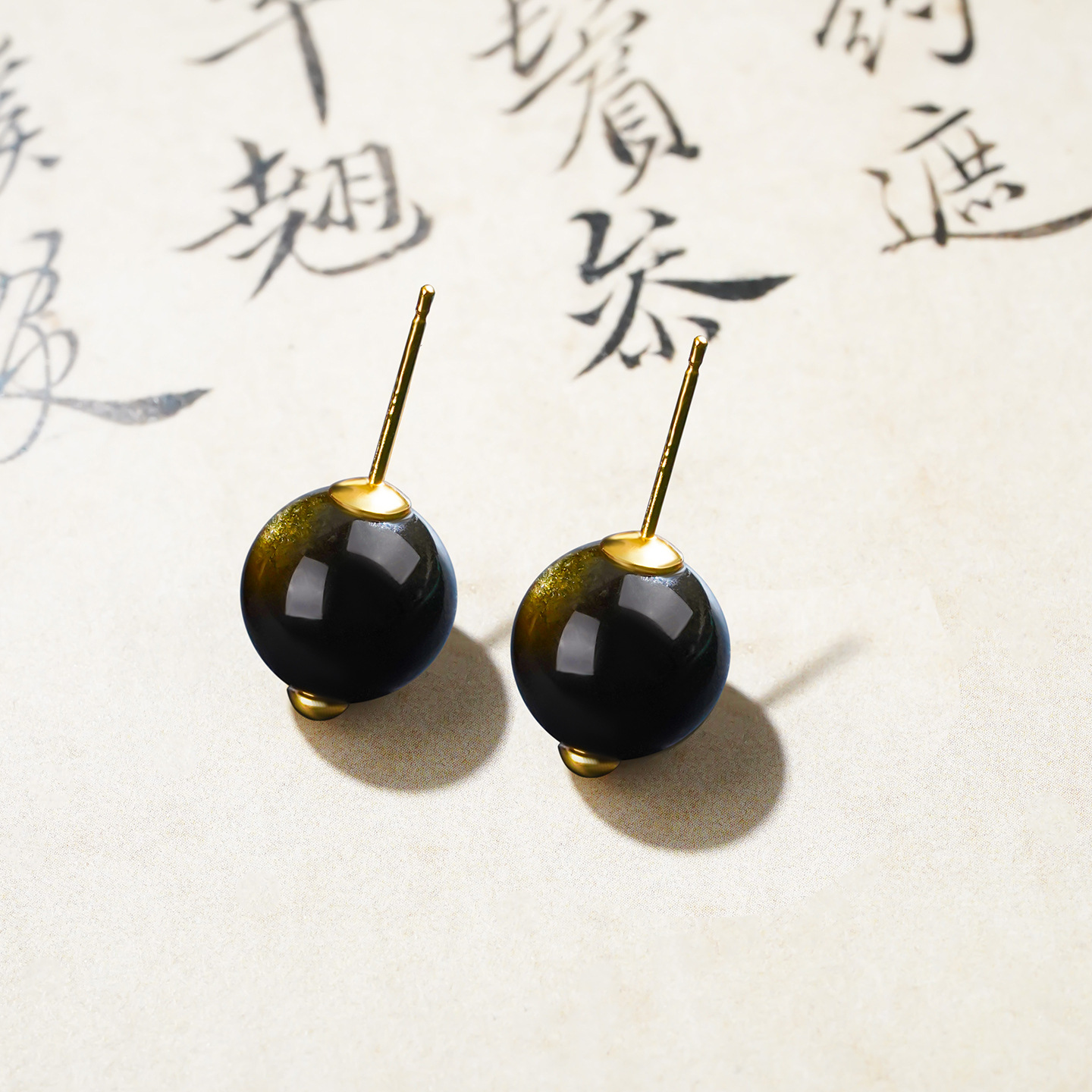 Elegant Sterling Silver Obsidian Earring For Men And Women_voghion.com