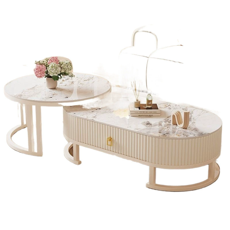 Coffee table set, modern luxury, gold or white frame, sizes 70+100 cm or 80+120 cm