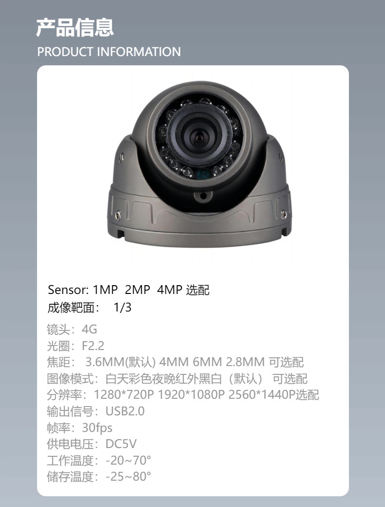 Cross-Border USB Truck Car In-Car High-Definition Night Vision Driving Test Metal Conch Hemispheric Car Surveillance Camera Otg
