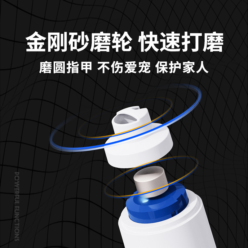 Rectificador de uñas para mascotas, carga USB de gato eléctrico, con luz, lijado de uñas de perro silencioso, lijado