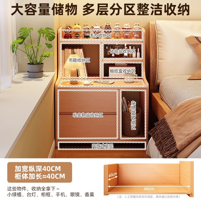 Mesa de cabecera moderna simple y pequeña simple gabinete de almacenamiento doméstico dormitorio pequeño gabinete junto a la cama estante de estante 2025 nuevo