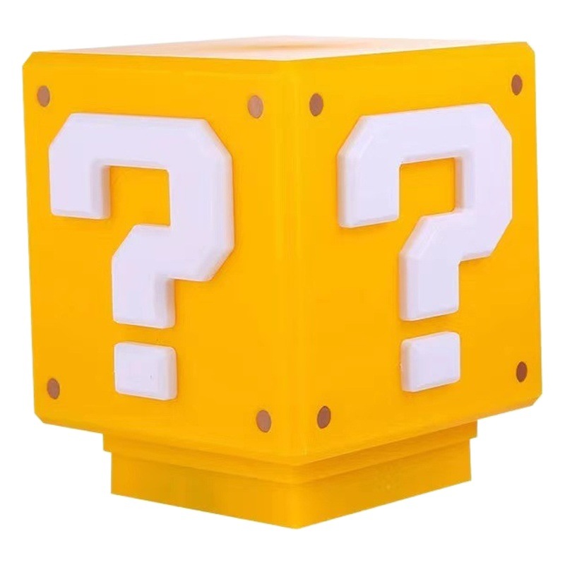 TikTok Mario Question Mark Lámpara de escritorio USB recargable LED Luz nocturna Juego Sonido Regalo creativo.