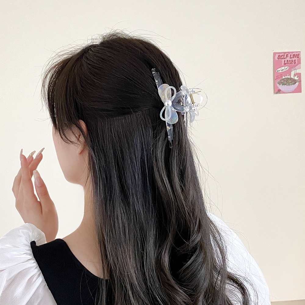 Grande fermaglio per capelli elegante con fiocco e perle donna_voghion.com