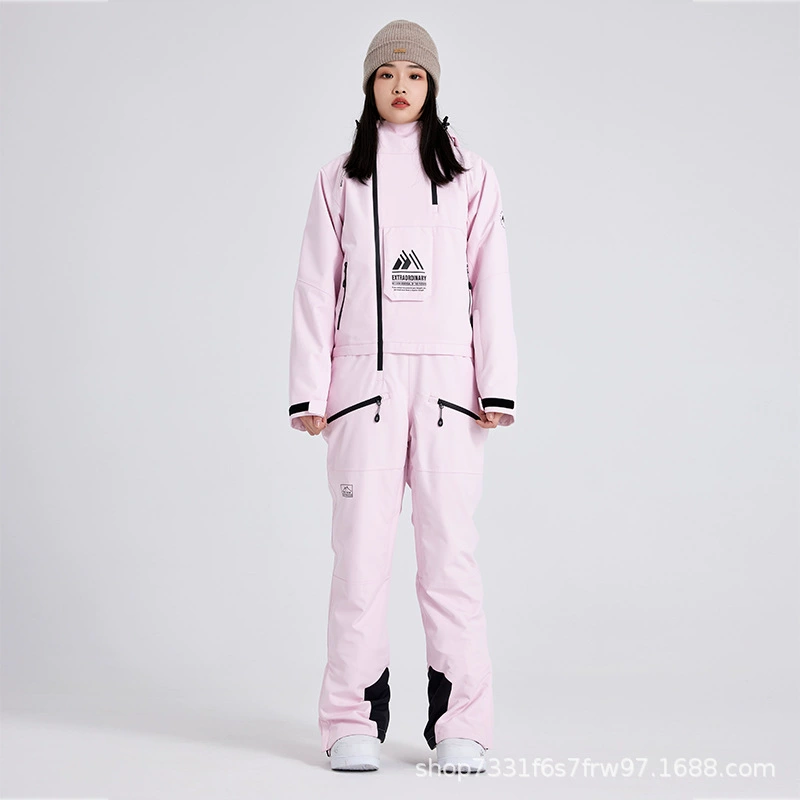 2023 Новый лыжный костюм женский комбинезон лыжный костюм ветрозащитный водонепроницаемый утолщенный теплый однобортовой двойной борт мужской 729