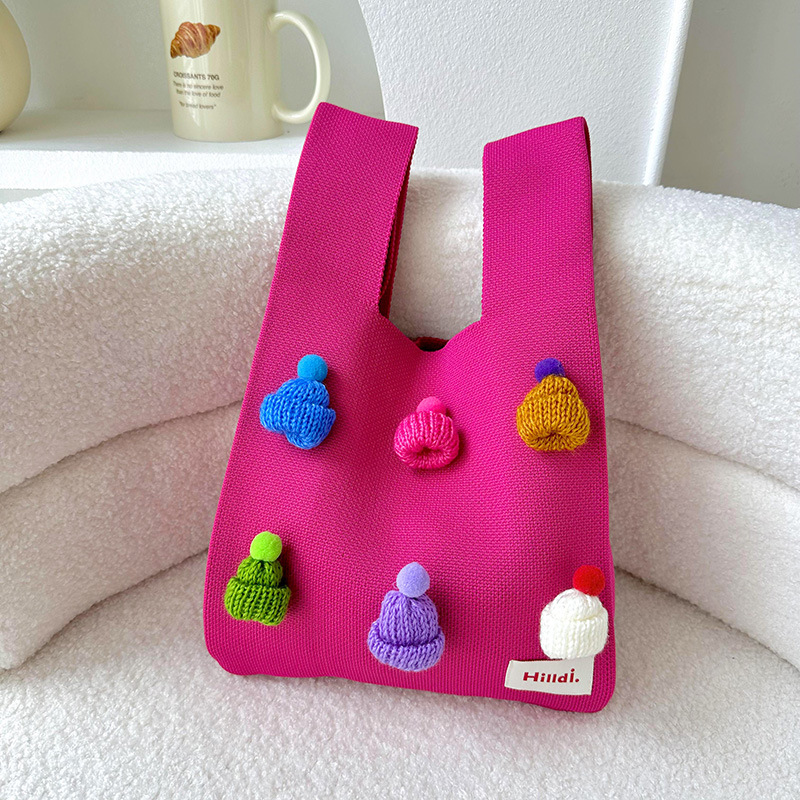 Dopamina lindo Navidad sombrero tridimensional de punto bolso de hombro estilo coreano versátil de gran capacidad bolsa de mano