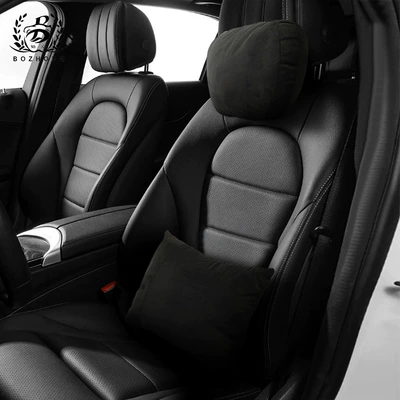 New Energy Vehicle Headrest, Headrest - upgraded-punched-suede-black-set
