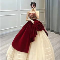 ローズナイト乾杯ドレスブライダルハイエンドウェディングチューブトップ婚約イブニングドレスライトラグジュアリーニッチハイエンドウェディングドレス春