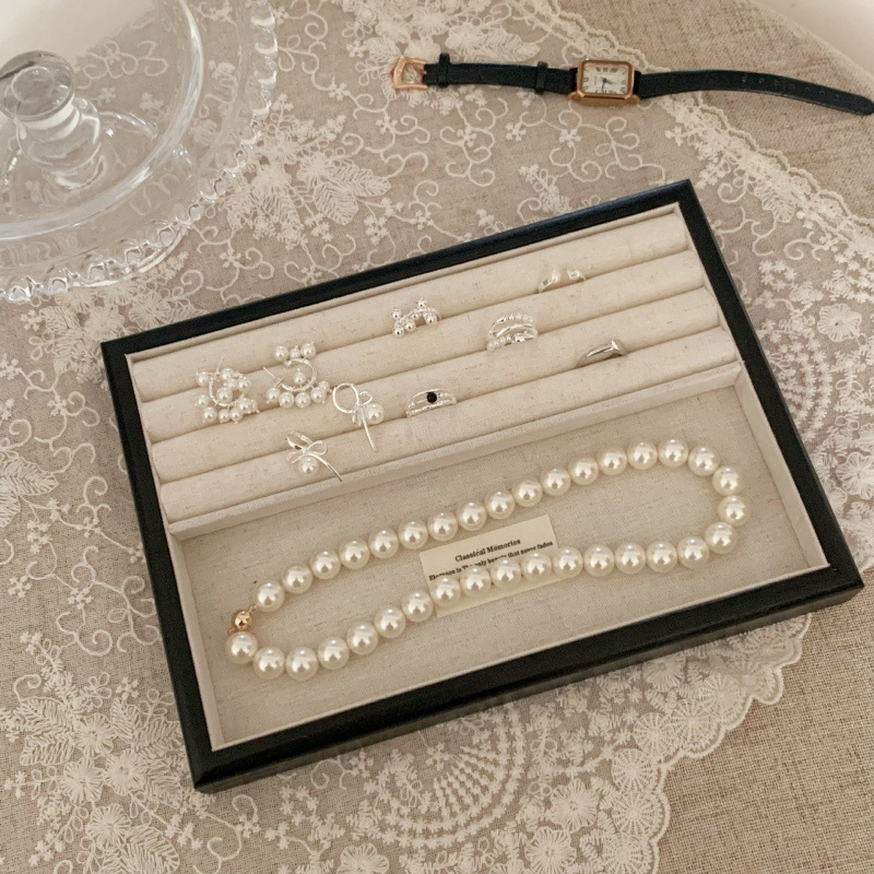 린넨 프렌치 블랙 종합접시 C 블랙 레터마크 25cm