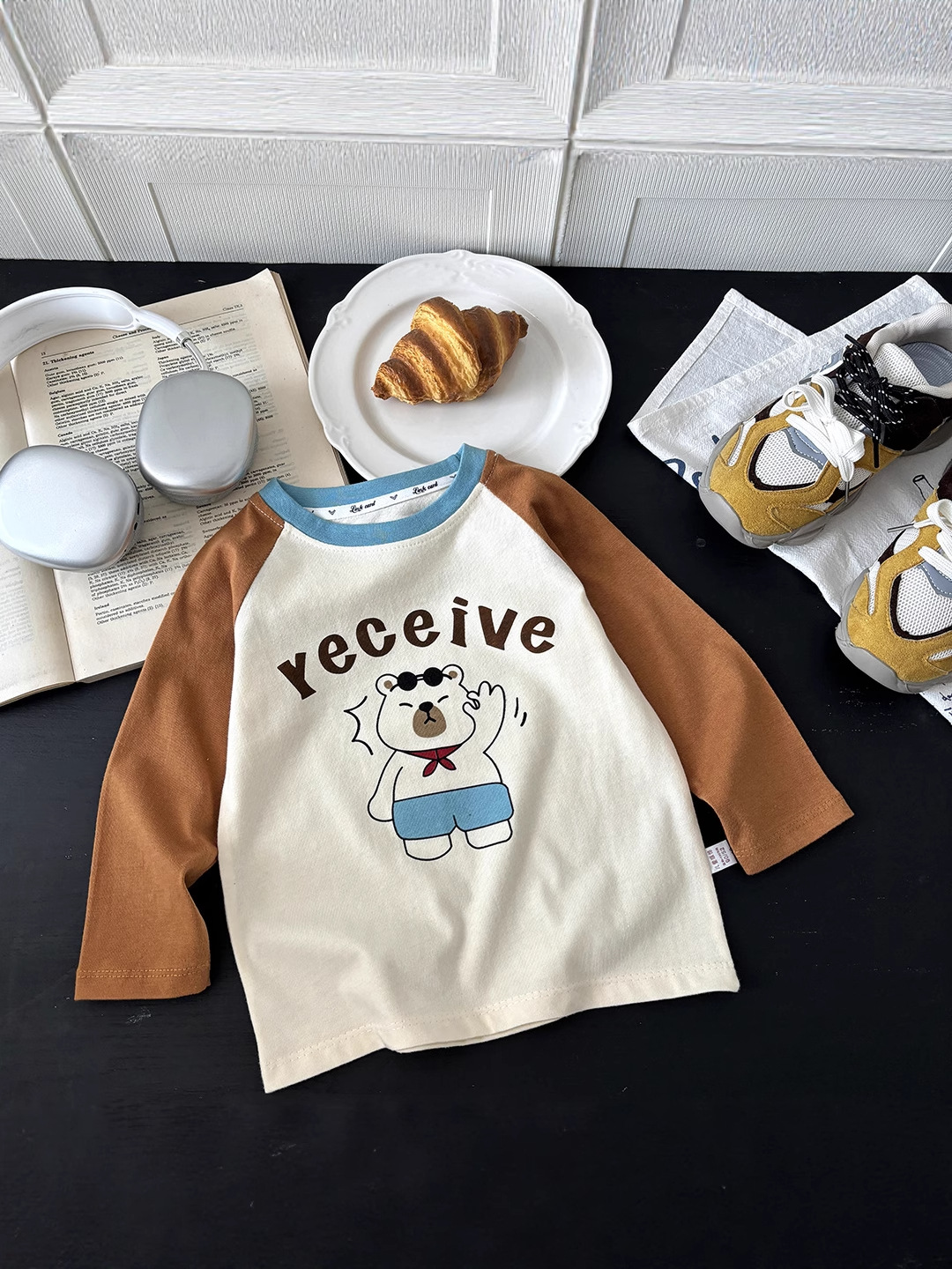 2025 nueva camiseta de algodón para niños camisas de algodón para niños de manga larga una sola pieza de ropa de algodón para mujeres de clase A dibujos animados para niños de moda