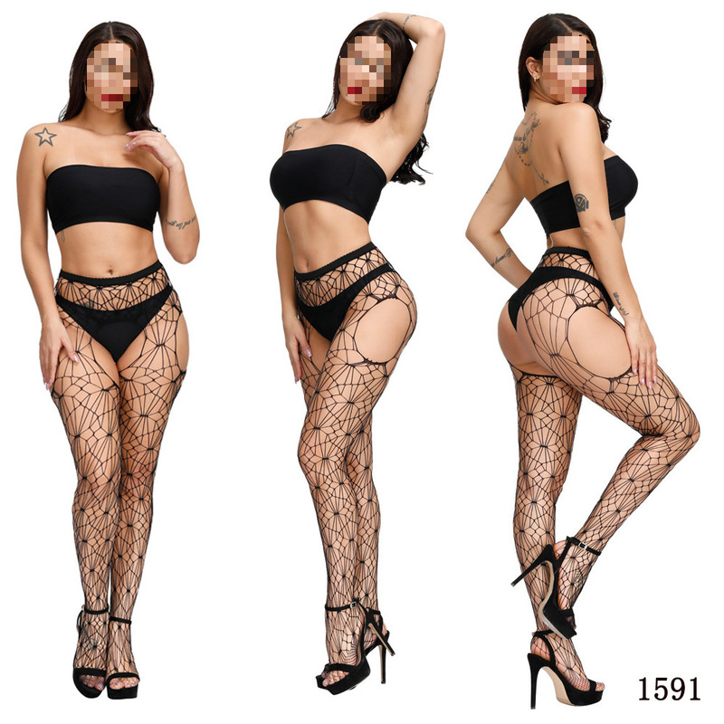 Factory Wholesale Lace Garter Belt Set, Lace Non-Slip Sexy Long Stockings, Fishnet Stockings, European and American Style Lingerie