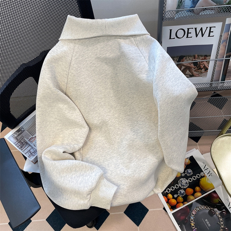 官図華綿複合真超衛衣女秋冬とベルベットの厚いジッパーが刺繍された上着の大きいサイズの女装|undefined