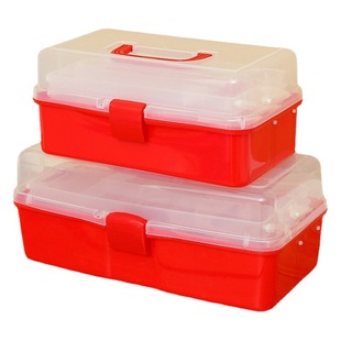 Portable three-layer multi-function storage box portable plastic storage box medicine box household storage tool box folding wholesale