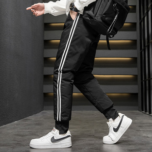 Winter New White Duck Down Windproof Warm Down Pants Men's Outdoor Sports Leg Bundled Casual Men's Pants Men's Trendy Trousers