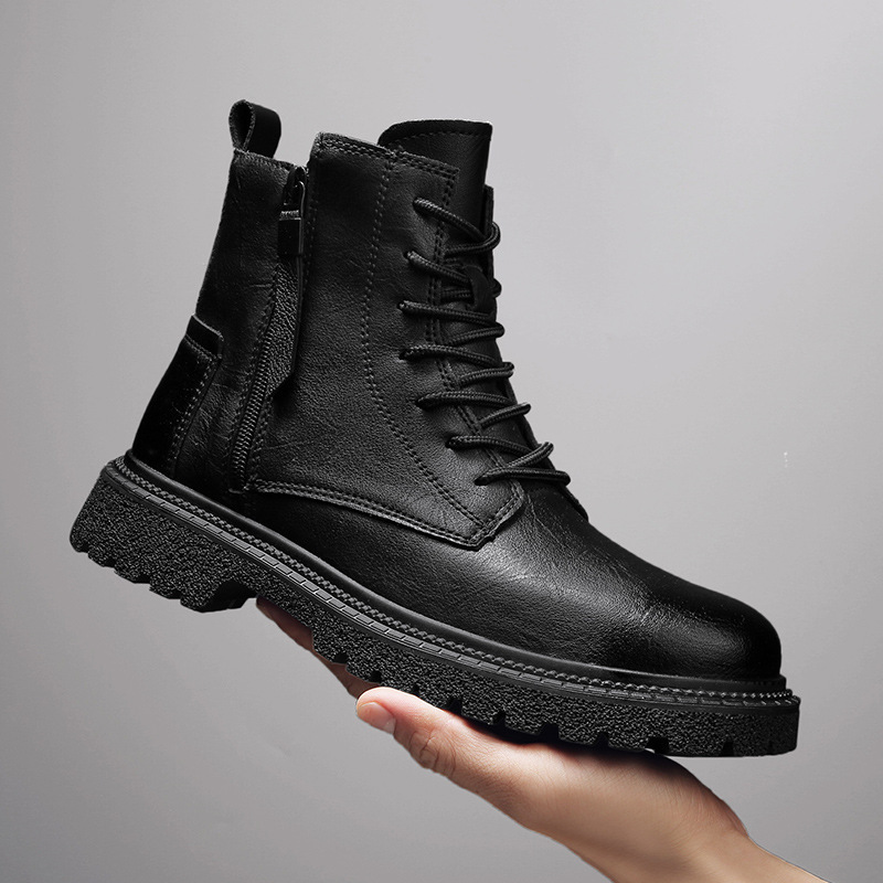 Martin boots men's genuine leather large size winter velvet warm…