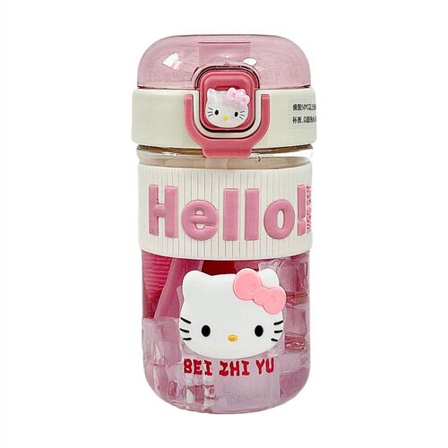High-quality, attractive cartoon-themed cup with a straw for girls, portable, cute, anti-fall plastic water cup, sports water cup