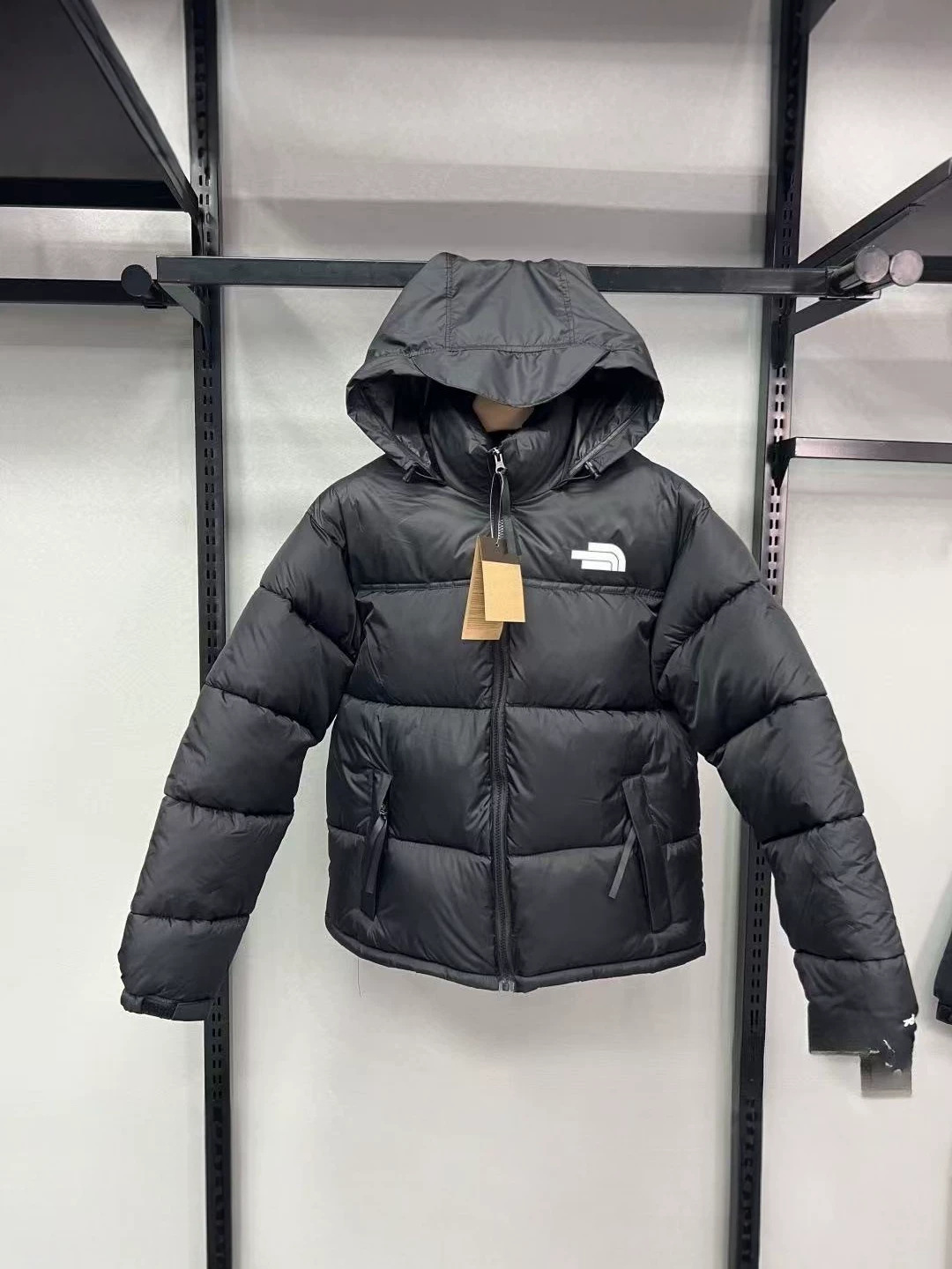 Foreign trade cross-border North TN 1996 winter cotton jacket with hood, plaid fabric, European and American trendy brand, warm coat for men and women