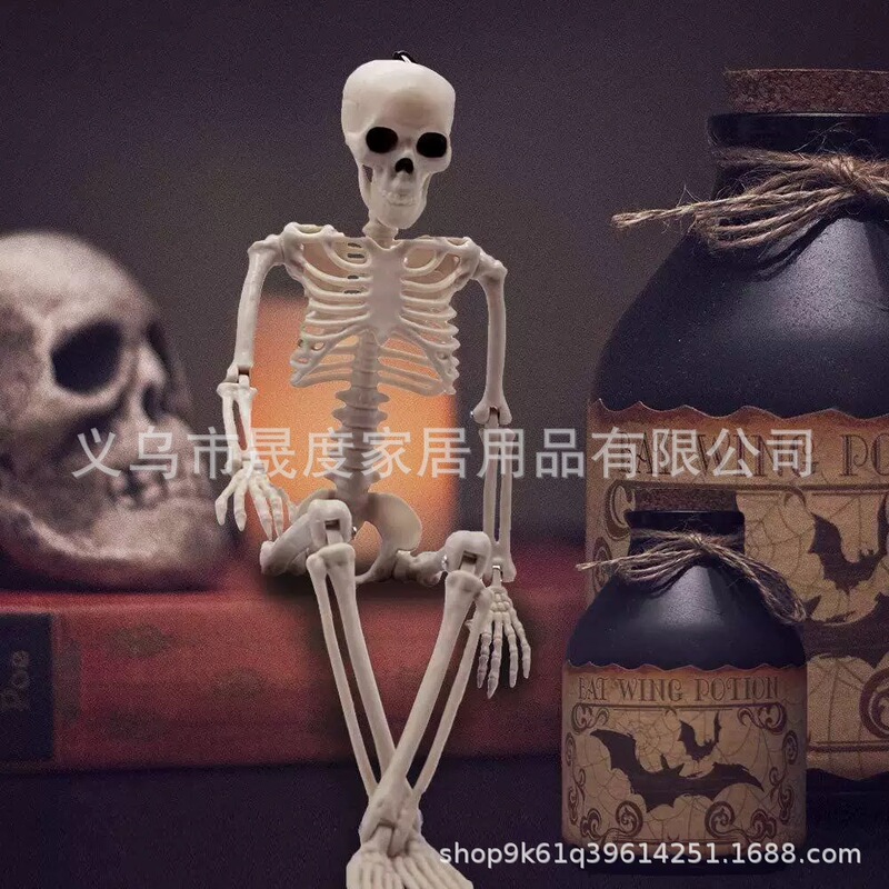 Halloween Realistic 40cm Skeleton Hanging Decoration, Human Skeleton with Movable Joints, Suitable for Haunted House Decoration and Escape Rooms Halloween Realistic 40cm Skeleton Hanging Decoration, Human Skeleton with Movable Joints, Suitable for Haunted House Decoration and Escape Rooms