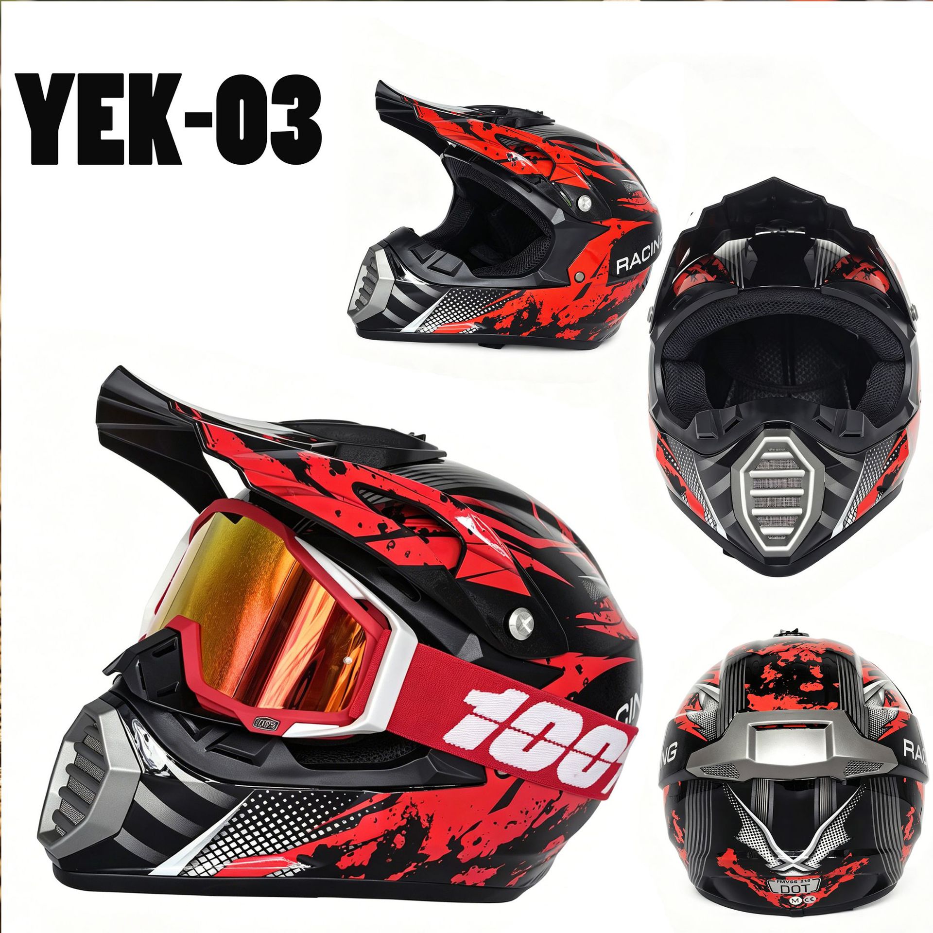 Adult and Children's Motorcycle Helmets Dot Certified Electric Vehicle Bicycle Helmets Off-Road Helmets C Full-Face Motorcycle Helmets