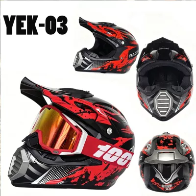 Motosiklet kaskı (dəbilqə) Full-Face Motorcycle Helmets - adult-yek-03-red-and-black-l-size