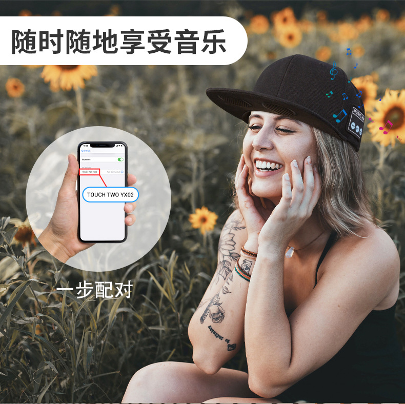 Sınır ötesi akıllı Bluetooth kulaklık sesli sivri uçlu şapka açık hava sporları hip-hop sokak dansı güneş beyzbol şapkası fabrika üretimi