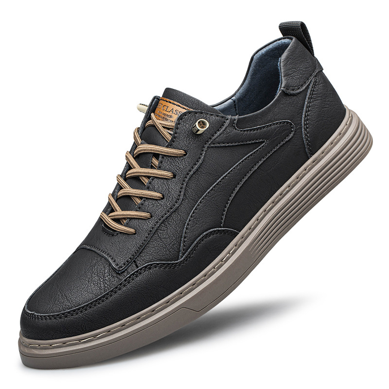 Otoño verano hombres zapatos de punta redonda superficie de piel de vaca transpirable nueva perforación casual zapatos blancos bajo la zapatilla de deporte superior