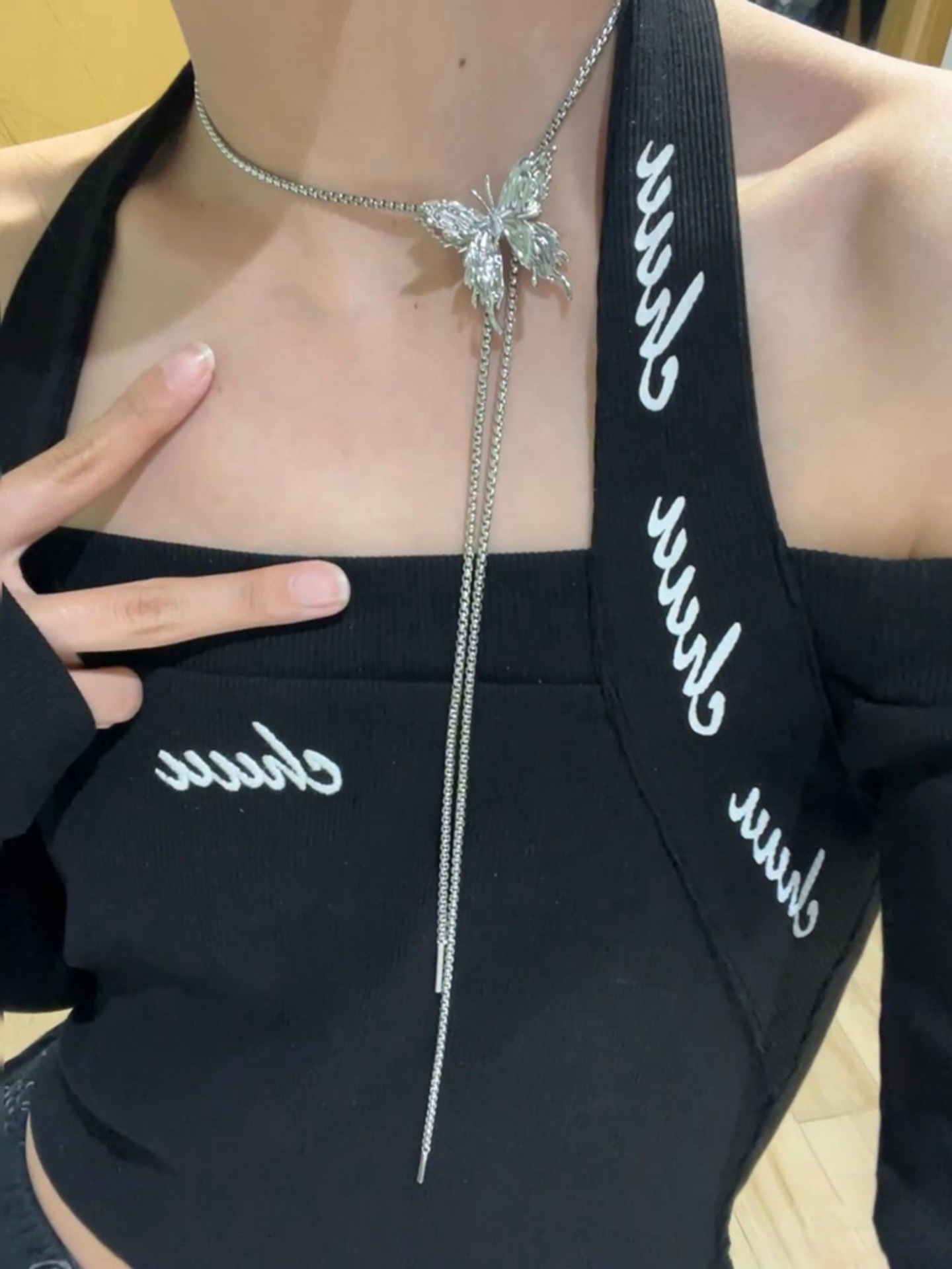 풀 나비 목걸이