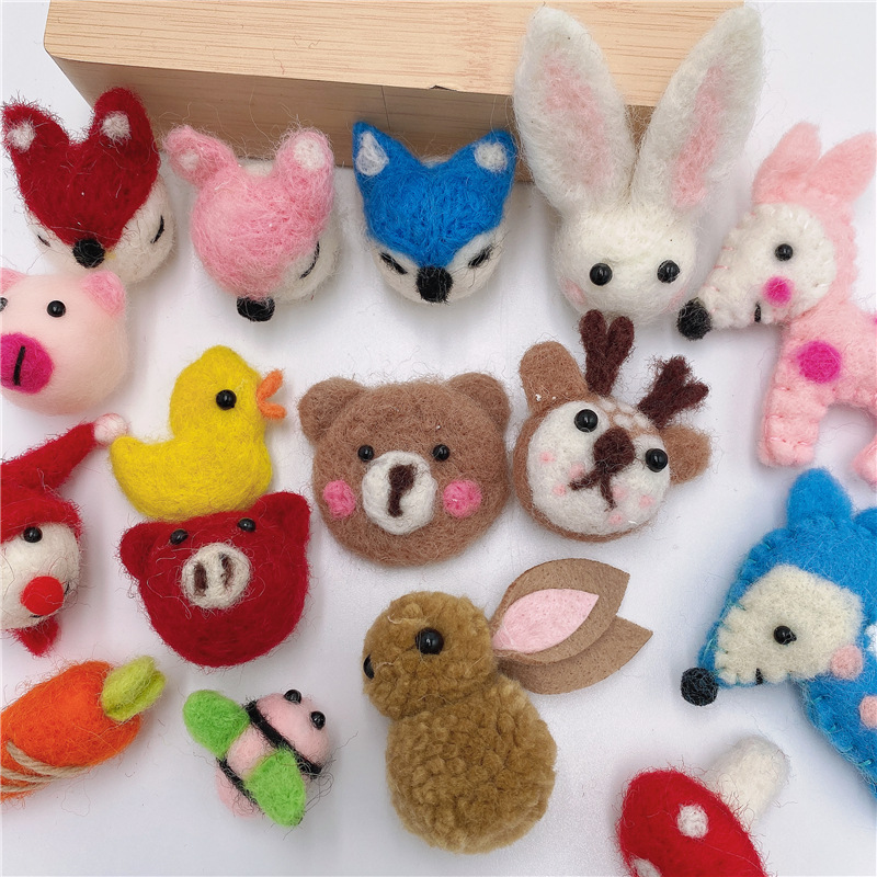 圣诞羊毛毡成品配件小动物头装饰品花艺花环diy材料圣诞树