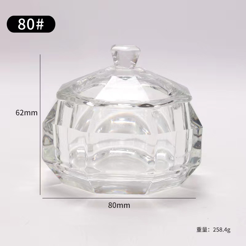 Nueva Cruz-frontera directa de uñas recta vidrio octogonal con tapa Copa de cristal desembalaje herramienta de lavado de uñas Copa