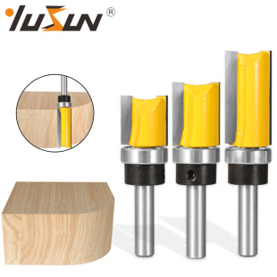 Yusheng 8x 19 bearing straight cutter 3-piece set woodworking milling cutter cutter copying trimming cutter double-edged straight cutter bak milling and repairing