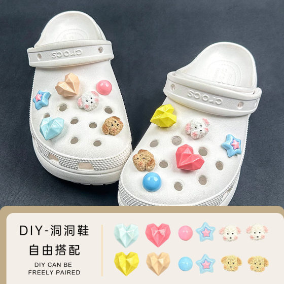 [resin puppy and love series] hole shoes diy accessories detachable shoe buckle shoes flower shoes accessories