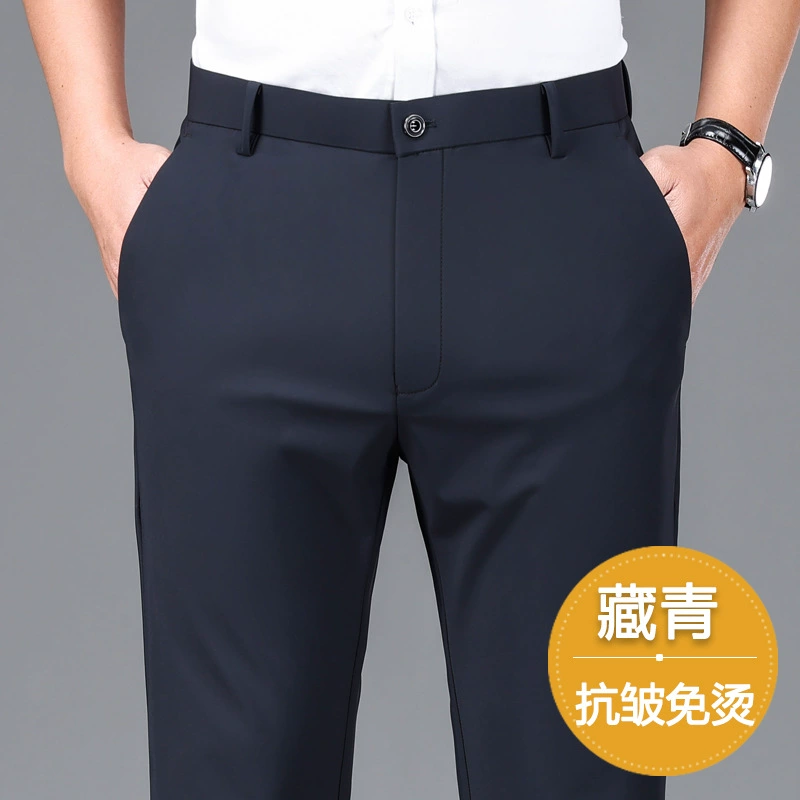 Брюки мужские деловые повседневные брюки осенние и зимние новые плюшевые теплые эластичные стройные прямые черные брюки мужчины