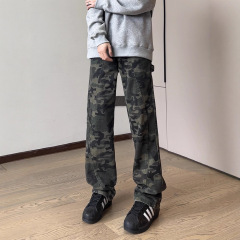 美式迷彩裤男款秋冬ootd穿搭加绒裤子高街cleanfit伐木工装牛仔裤
