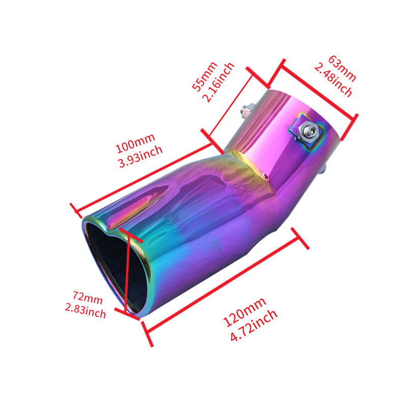 Source manufacturers car modified exhaust pipe muffler love tail throat heart 63mm stainless steel baked blue colorful