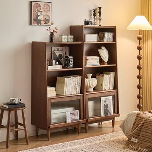 Shangpin Nordic Solid Wood Bookshelf Small Apartment Household Storage Rack Simple Modern Living Room Wall Sideboard Bookcase