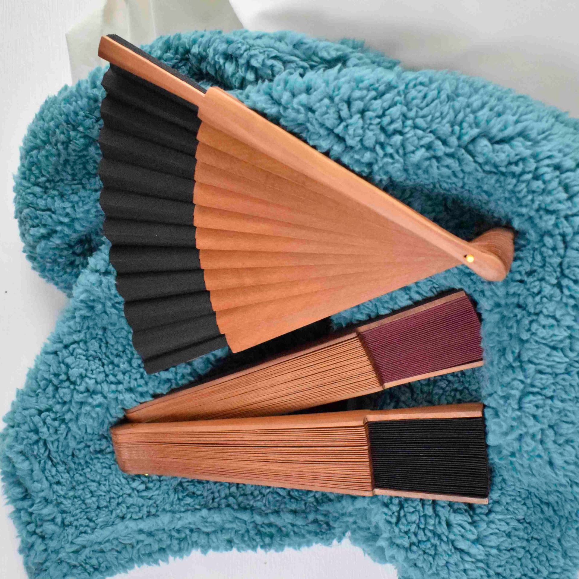 34 poliéster cuadrado ventilador de algodón brillante textura cepillo tung óleo hierro hueso de madera ventilador de madera español hermoso ventilador de regalo hecho a mano